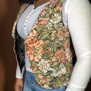 Vintage floral Print Vest